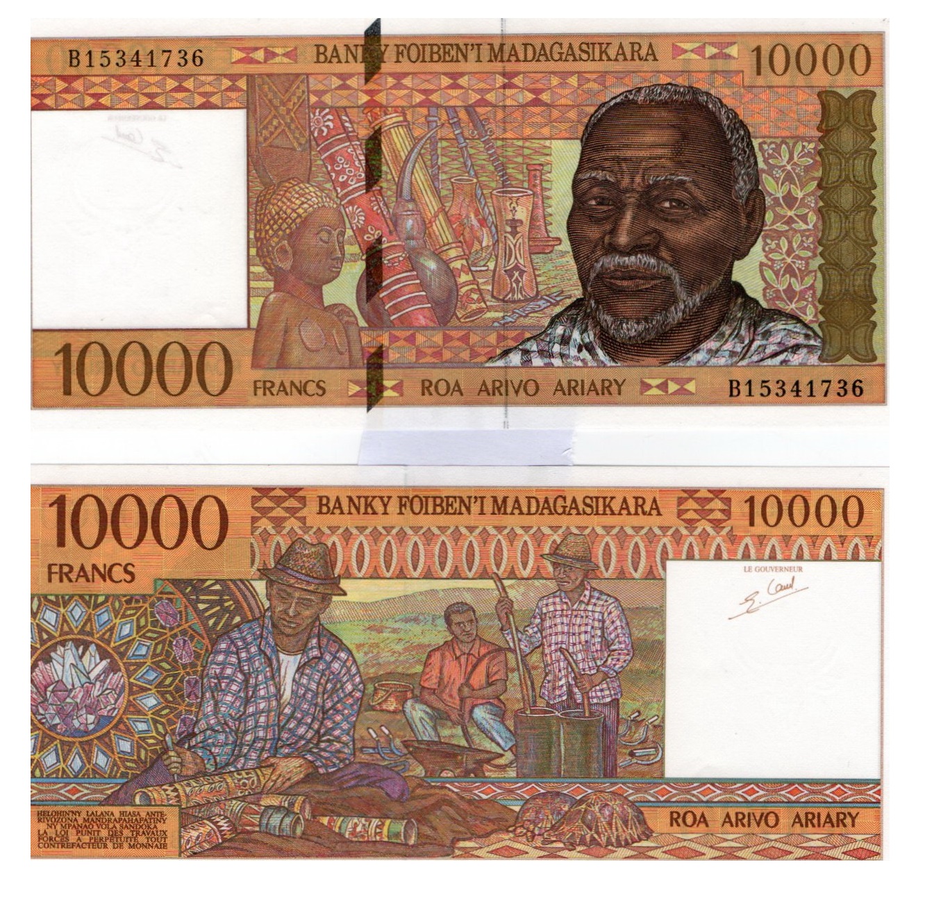 Madagascar #79b  10.000 Francs = 2.000 Ariary
